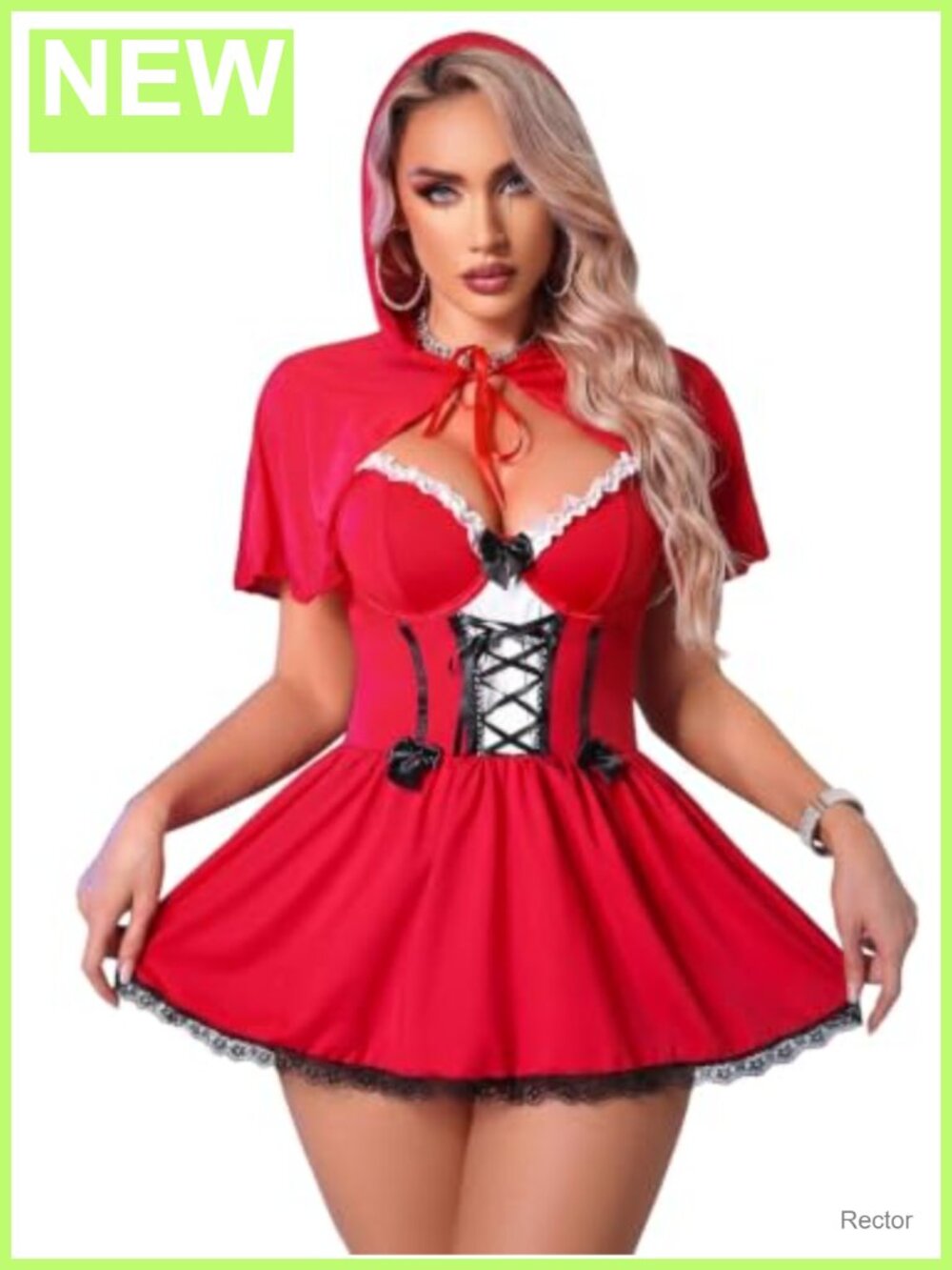Sexy Red Riding Hood Costume Dress with Hooded Cape